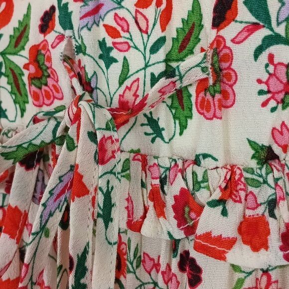 Gibson Latimer Womens Floral tiered Maxi Skirt with Tassels cottagecore boho 12 - Picture 7 of 11